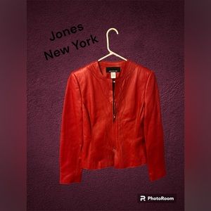 EUC Jones New York red leather Jacket